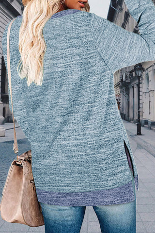 Casual Solid Contrast O Neck Tops(10 Colors)