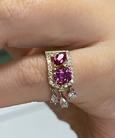 Boutique Lila Legierung Zirkon Edelstein Quaste Ringe 