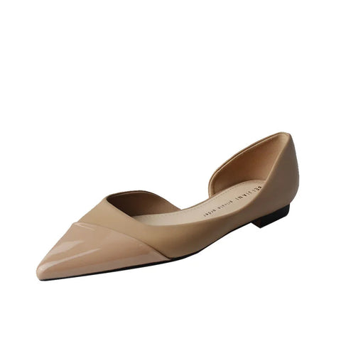 French versatile pointed Mary Jane shoes women's flat bottomed flat heels shallow cut patchwork mesh red single shoes