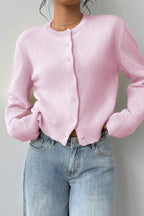 Lightweight Round Neck Button Cardigan