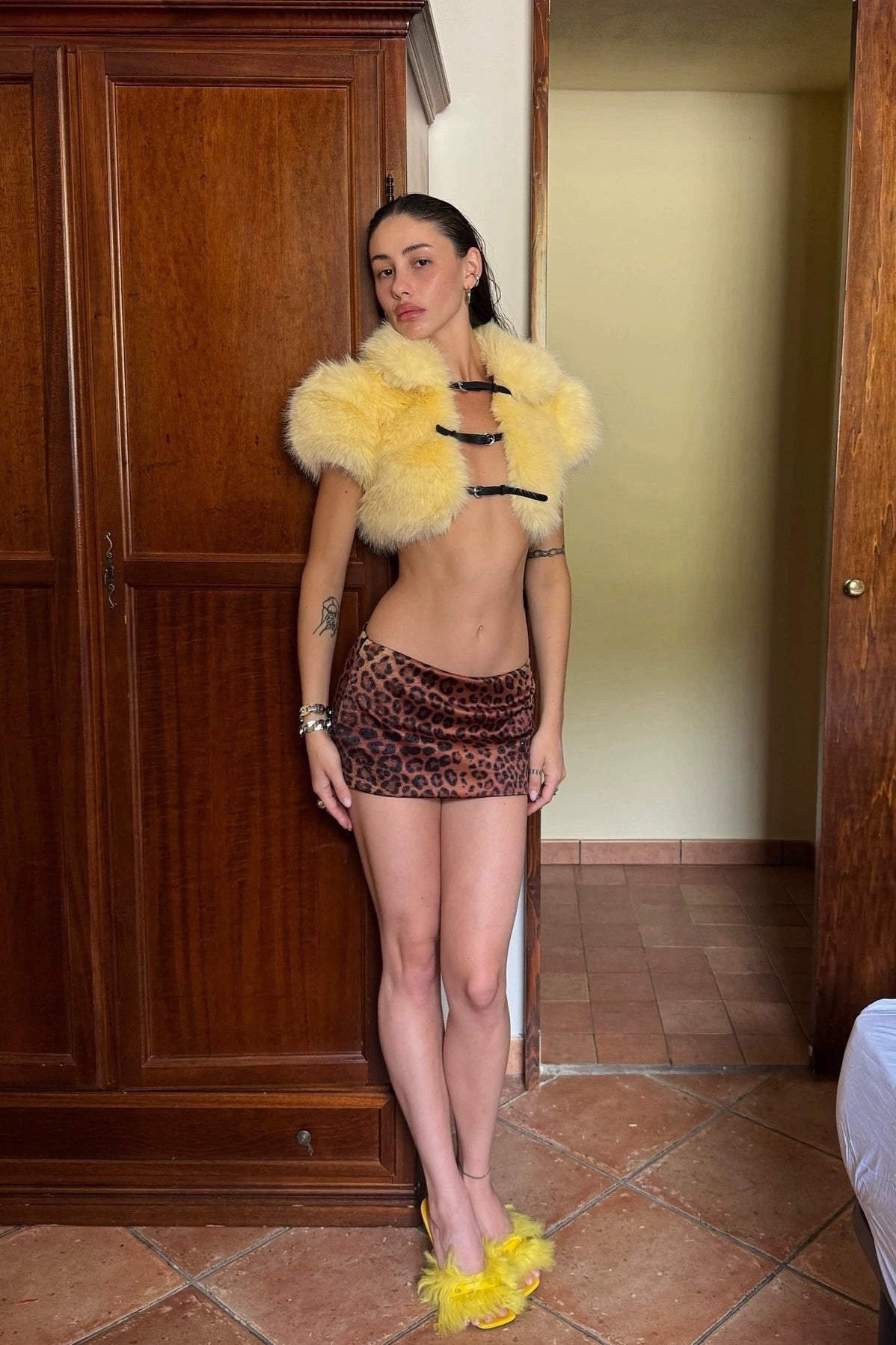 Sexy Cape Design Drawstring Solid Plush Coat