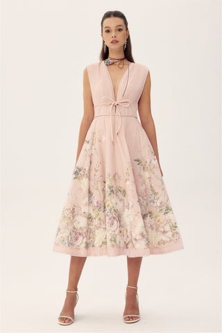 Hannah – Ärmelloses Midikleid mit Blumenmuster 