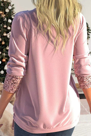 Casual Solid Sequins Patchwork Asymmetrical Collar Tops(8 Colors)