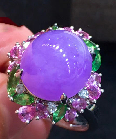 Lässige lila Edelstahl Kristall Zirkon Jade Ringe 