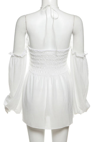 Sexy Patchwork Backless Off Shoulder Tops