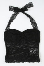 Ruched Tie Lace Sexy Slim Halter Top