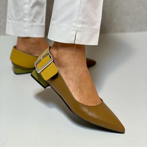 Women Dress Pumps Pointed Toe Chunky Block Heel Shoes
