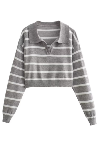 Striped Slim-fit Cropped Sweater