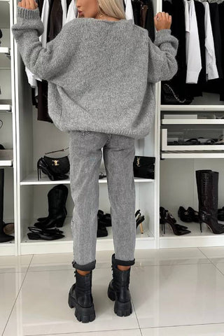 Explore Autumn Knit Open Front Long Balloon Sleeve Loose Cardigan