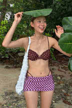 Sexy Polka Dot Halter Bikini Set Three Piece Swim Sets
