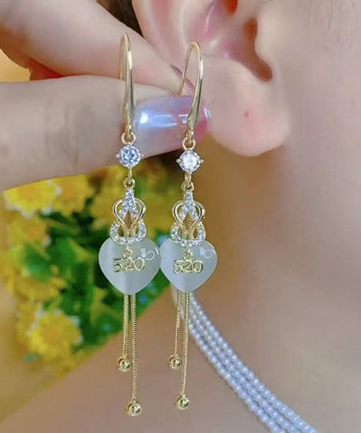 Moderne Ohrringe aus vergoldetem Sterlingsilber mit eingelegtem Edelstein und Zirkonia in Form einer Quaste 