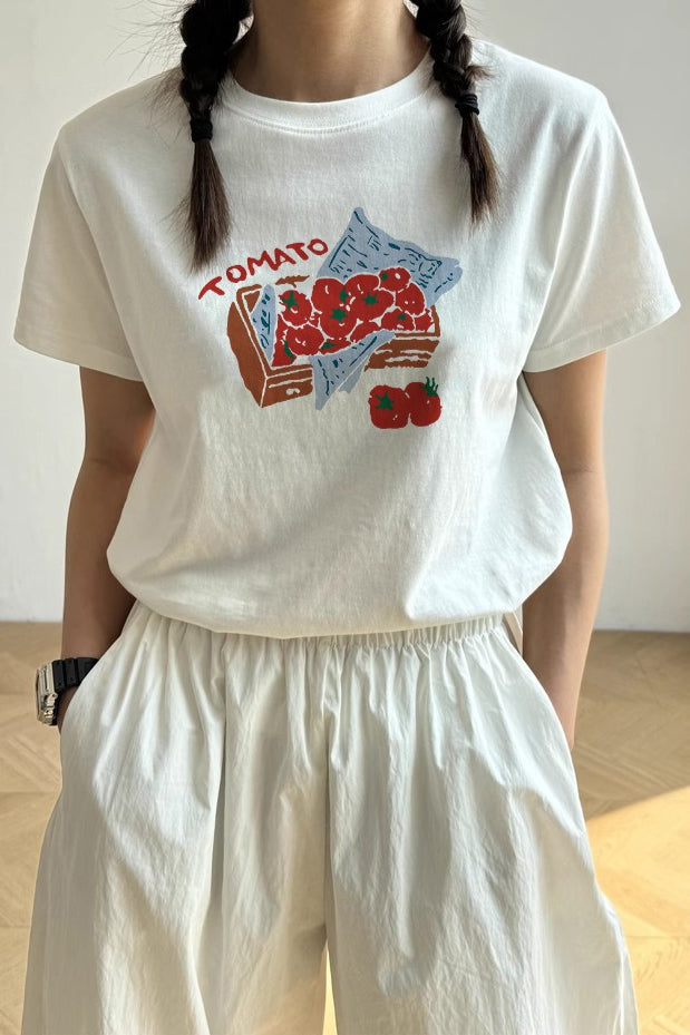 Cotton Printed Loose Casual T‑shirt