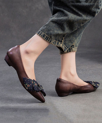 Zapatos planos con punta y suela blanda con lazo de camello retro hechos a mano 
