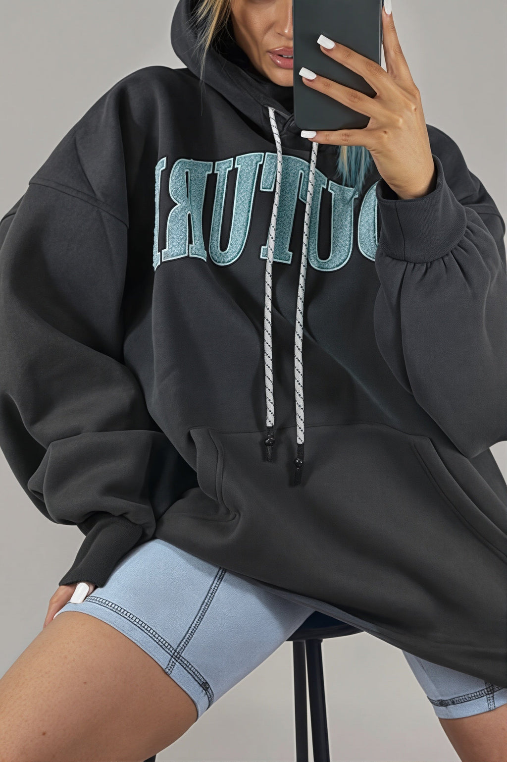 Couture Letter Oversized Hoodie