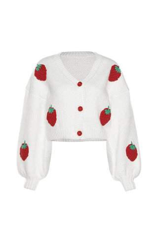 Hanna Strawberry Knit Sweater Cardigan
