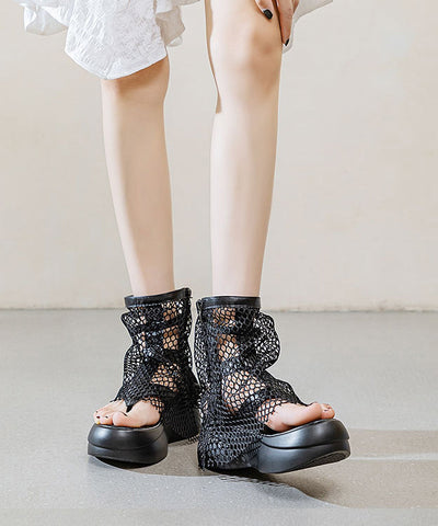 Atmungsaktive Mesh-Klipp-Zehenstiefel im europäischen und amerikanischen Stil mit weißer Plateausohle 
