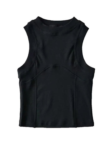 Nueva camiseta sin mangas con cuello redondo para mujer, camisola de verano lisa, sin espalda, sexy, a la moda, informal, de tubo, sin mangas, chaleco corto para mujer 