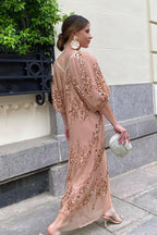Sequin Deep V-Neck Maxi Dress