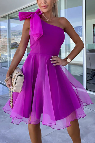Lifetime Celebrations – Minikleid aus Tüll mit One-Shoulder-Träger und Schleife 
