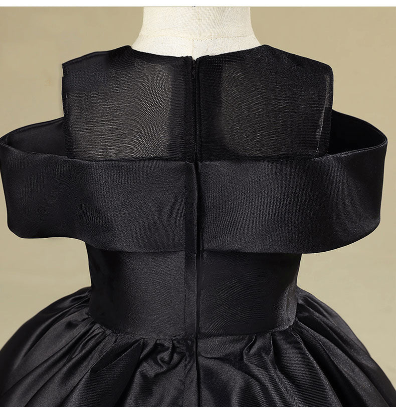 Kleid für die Erstkommunion, schwarz, mit großem Schwanz, für Geburtstagsfeiern und Festumzüge 