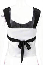 Colorblock Low Cut Tie Back Blouse