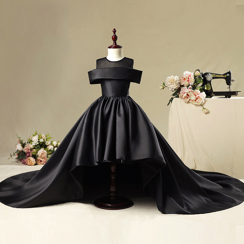 Kleid für die Erstkommunion, schwarz, mit großem Schwanz, für Geburtstagsfeiern und Festumzüge 