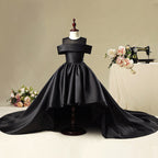Kleid für die Erstkommunion, schwarz, mit großem Schwanz, für Geburtstagsfeiern und Festumzüge 