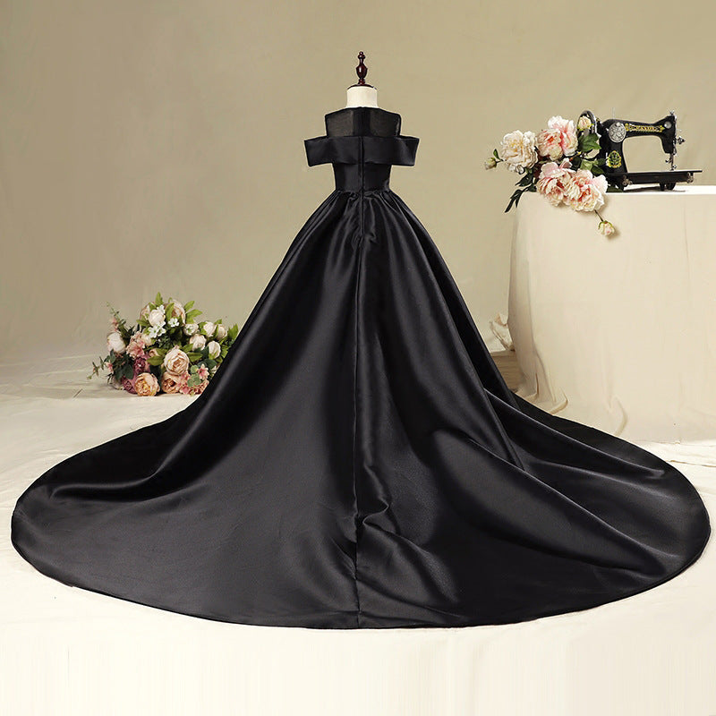 Kleid für die Erstkommunion, schwarz, mit großem Schwanz, für Geburtstagsfeiern und Festumzüge 