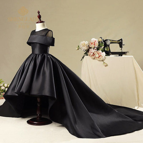 Kleid für die Erstkommunion, schwarz, mit großem Schwanz, für Geburtstagsfeiern und Festumzüge 
