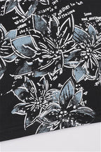 Retro Floral Printed V Neck Blouse
