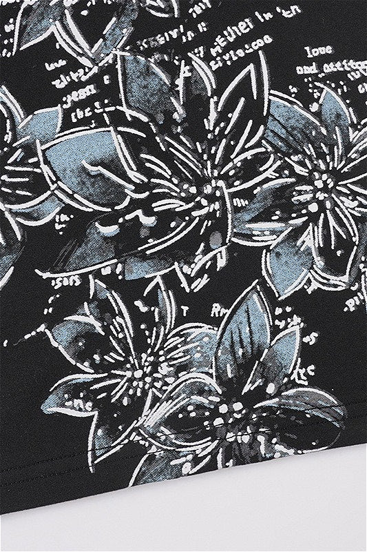 Retro Floral Printed V Neck Blouse