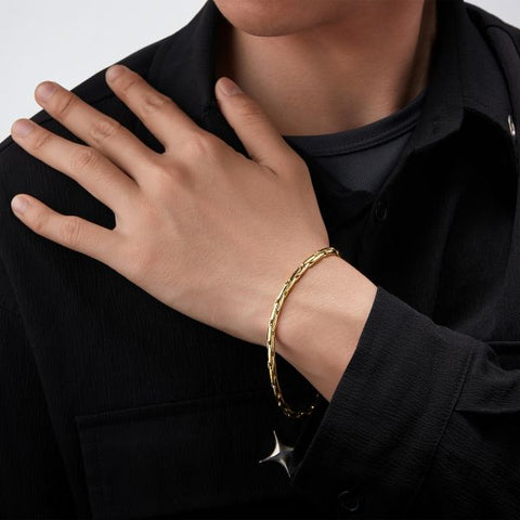 Pulsera de cadena bizantina Vajra de plata de ley y oro