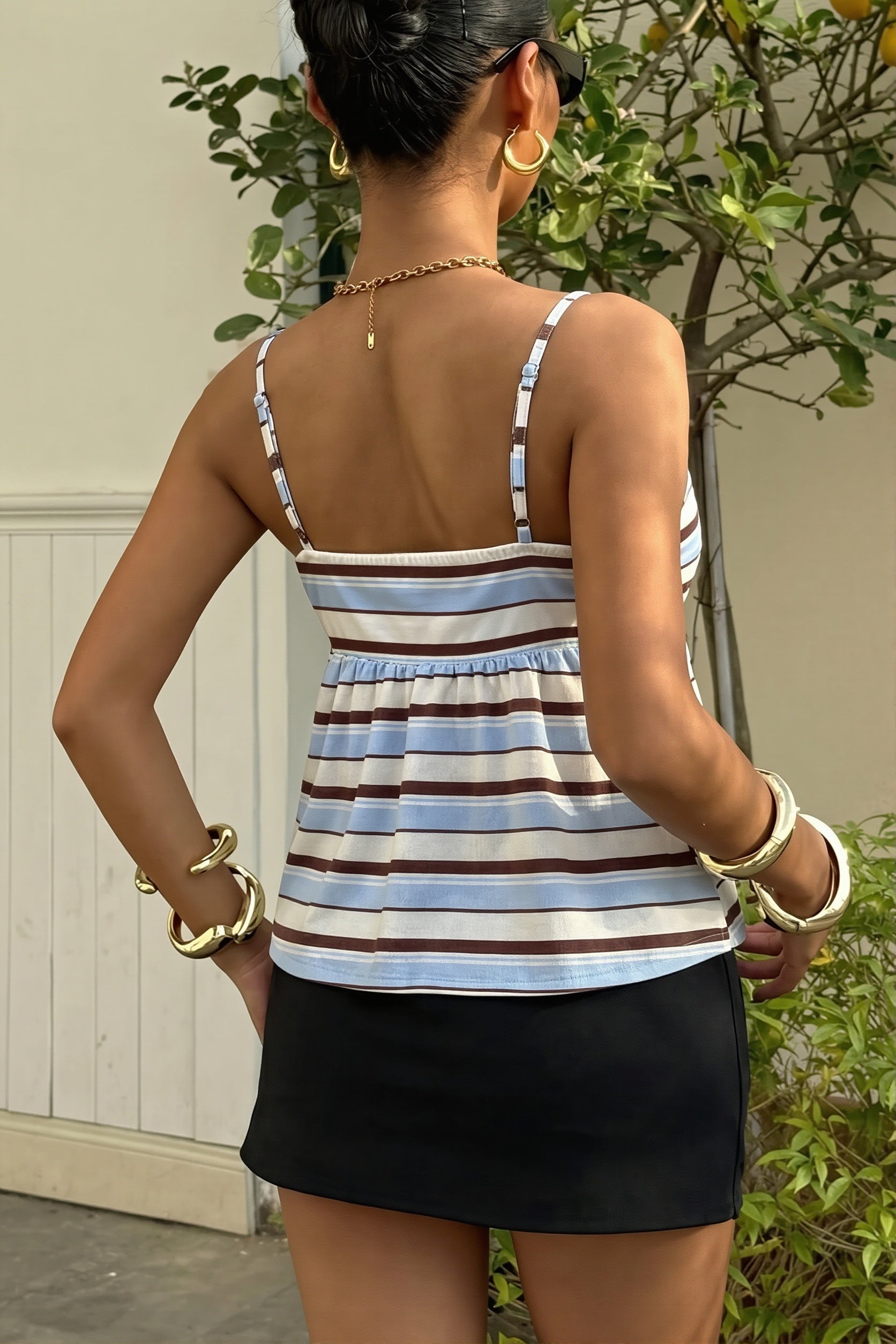 Y2K Striped Color Block Cami Top