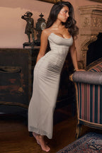 Sexy Cami V-neck Solid Color Bodycon Maxi Dress