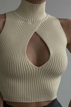 Ribbed Cutout Knit Top