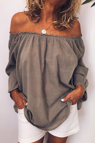 Lässiges, einfarbiges, schulterfreies Oberteil mit Webkante (3 Farben) 