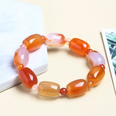 Natural Agates Barrel Shape Bangle Bracelet For Women