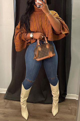 Casual Solid Asymmetrical Turtleneck Sweaters (5 Colors)