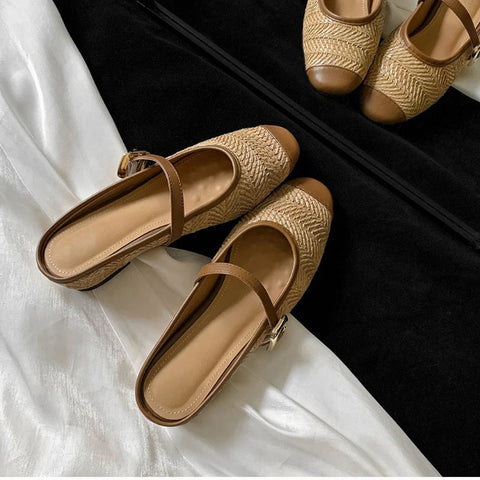 Designer Sommer Frauen Weben Maultiere Hausschuhe Mode Flach Slip Auf Damen Outdoor Rutschen Weibliche Wohnungen Schuhe 