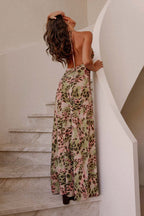 Street Style Leopard V Neck Maxi Dress