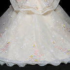 Toddler Girl birthday Party Communion Dress Colorful Flower Lace Tail Princess Dress