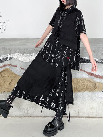 Blusas y camisas con solapas escalonadas, aberturas laterales, estampados, con cordones y dos bolsillos laterales falsos 