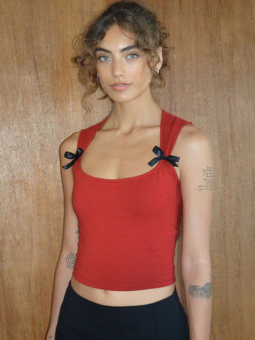 Y2K Damen Tanktops mit Fliege und breiten Schultergurten, Bandage-Camisole, sexy, tief ausgeschnittene Crop-Tops, weibliche Weste, Clubwear 
