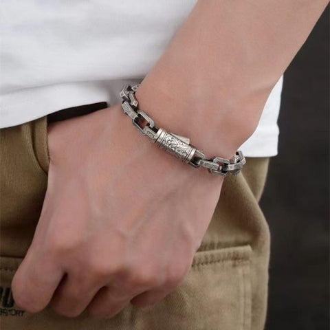 Sterling Silver Vintage Rattan Grass Pattern Bracelet