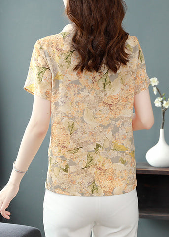 Einzigartiges rotes Chiffonhemd mit Peter-Pan-Kragen-Print für den Sommer 