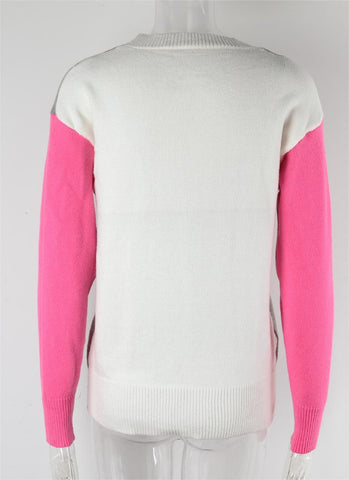 Autumn Winter round Neck Sweater Color Matching Knitwear Sweater Women