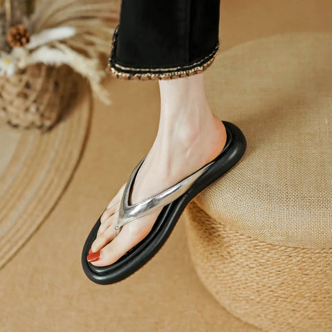 Neue Echtes Leder Frauen Schuhe Outdoor Strand Hausschuhe Mode Lässig Sommer Frauen Flip-Flops Weibliche Weiche Schuhe 34-40 