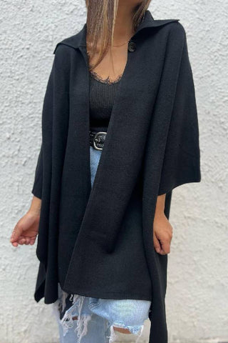Einfarbige, lässige Strickjacke mit lockerem Einknopf-Windbreaker 