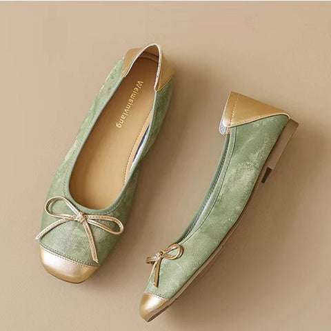 Women Flats Bow Ballet Dance Shoes Elegant Shallow Soft Sole Sandals 2024 Autumn Designer New Shoes Dress Party Mujer Zapatillas