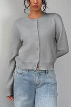 Lightweight Round Neck Button Cardigan